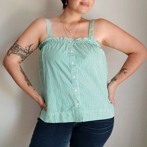 J.Crew button front stripe ruffle tank top size 4